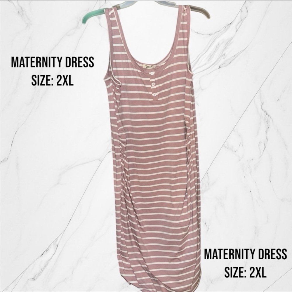 Striped Maternity Dress - Pink